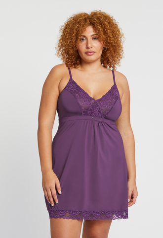 Montelle Microfiber and Lace Chemise-Pinot