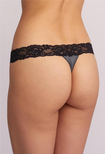 Montelle Microfiber and Lace Thong-XXL only