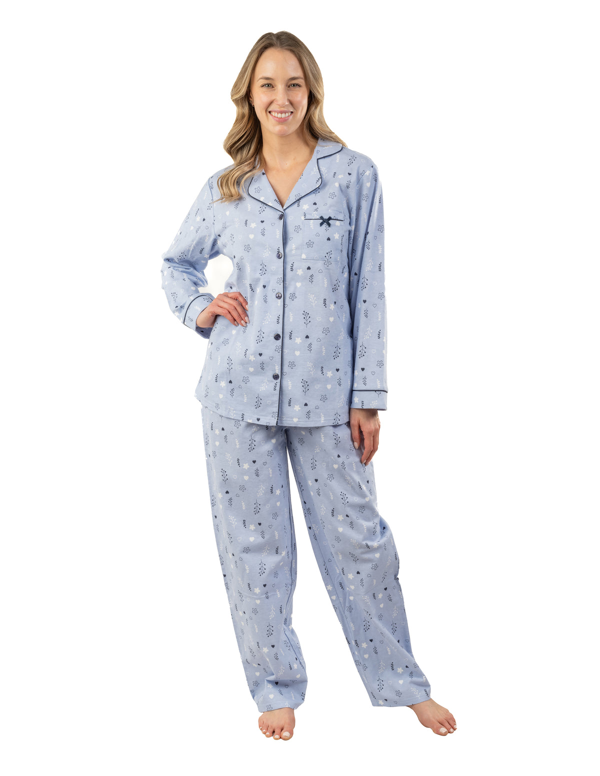 Patricia Blue Ditsy Floral Flannel PJ
