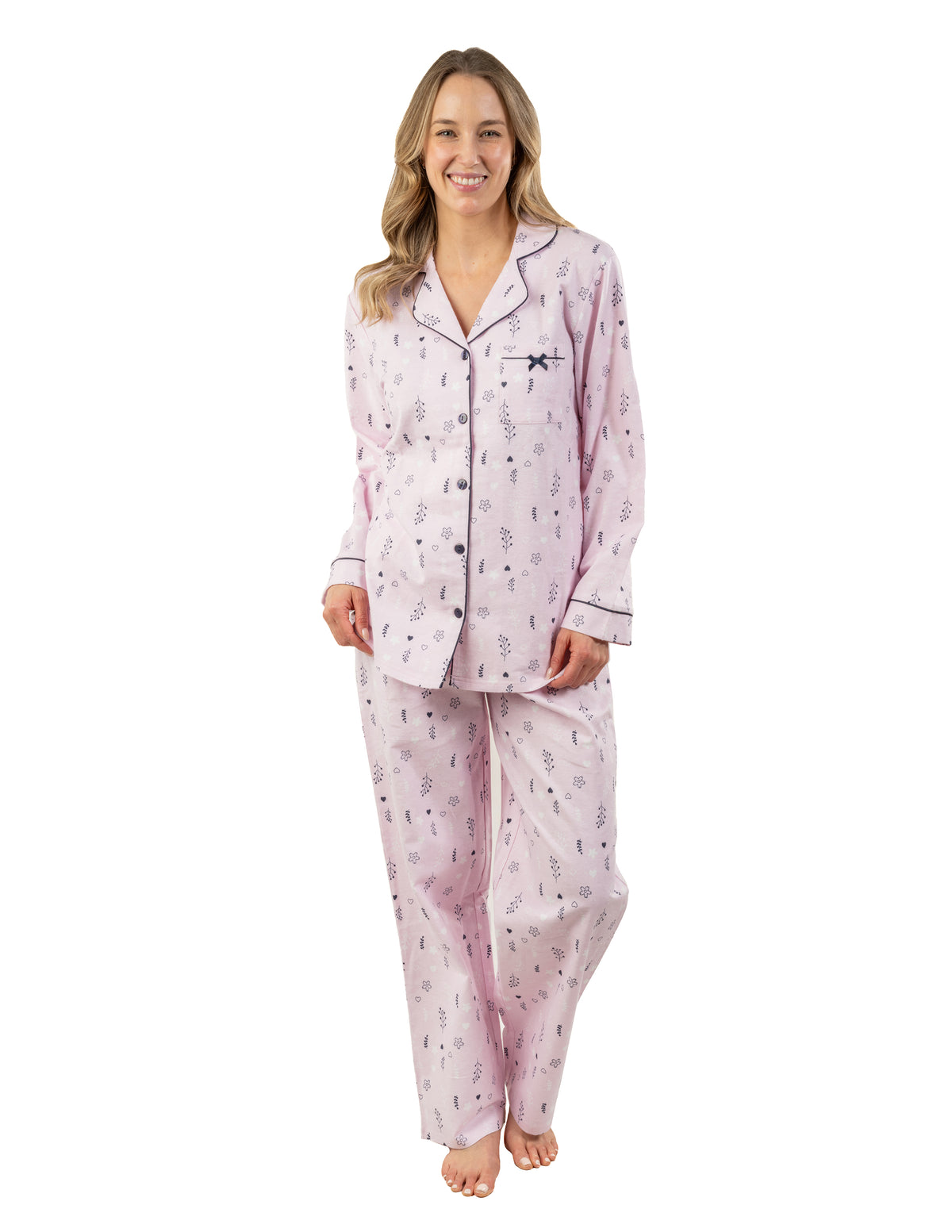 Patricia Pink Ditsy Floral Flannel PJ