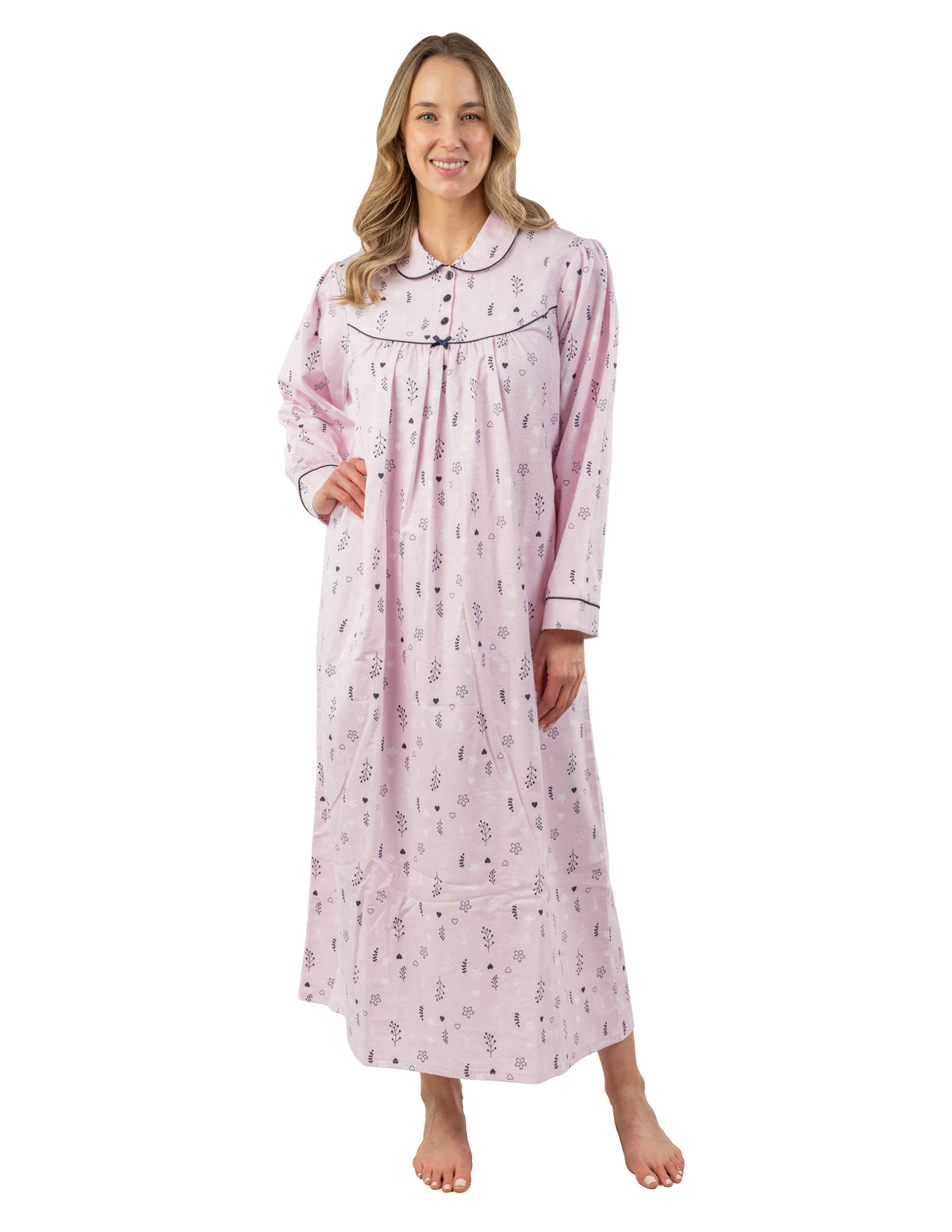 Patricia Pink Ditsy Floral Flannel Nightgown