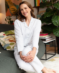 Nora Rose Willow Lace Trim Seersucker Stripe Pajama Set