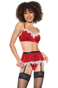 Coquette Holiday Bra Garter Skirt and G-String