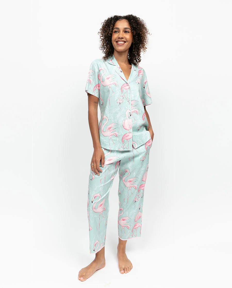 CyberJammies Flamingo Print Cropped Pajama Set