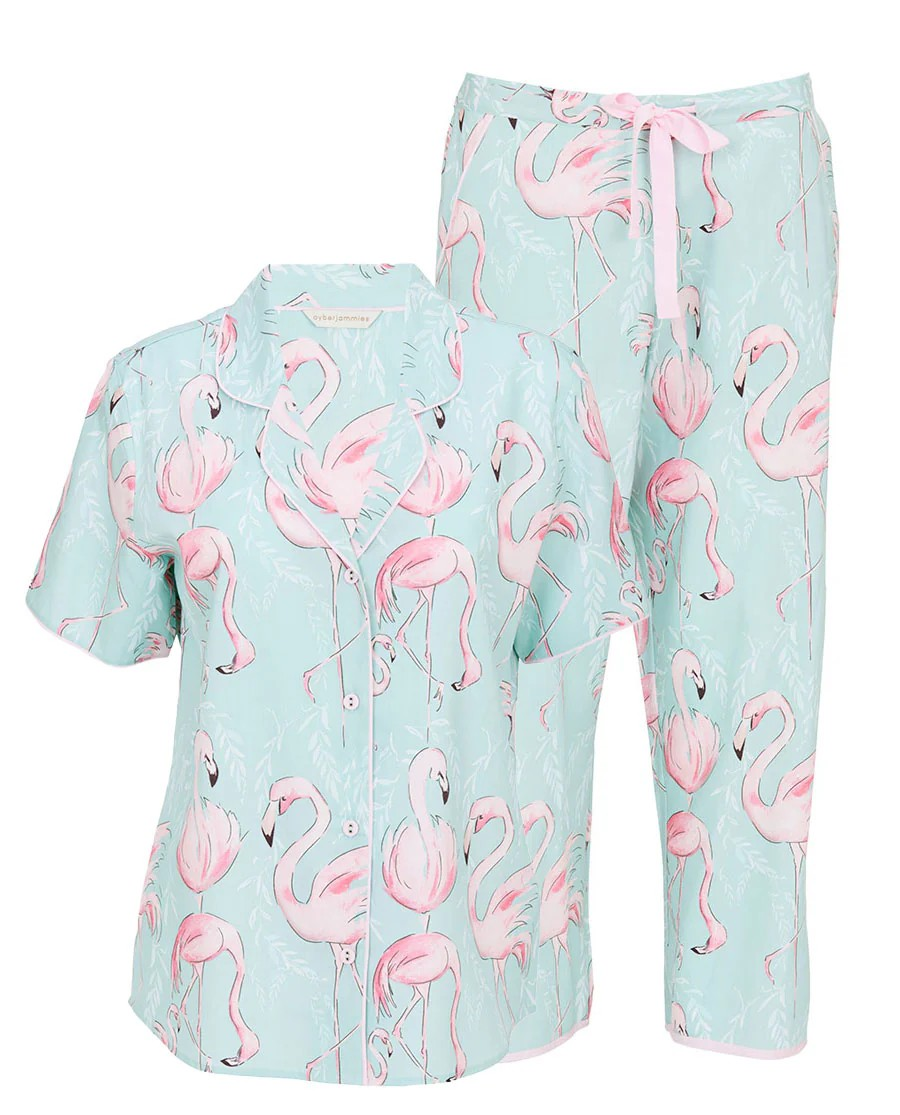 CyberJammies Flamingo Print Cropped Pajama Set