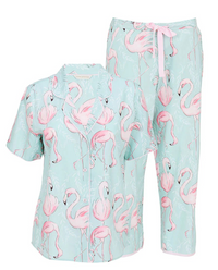 CyberJammies Flamingo Print Cropped Pajama Set