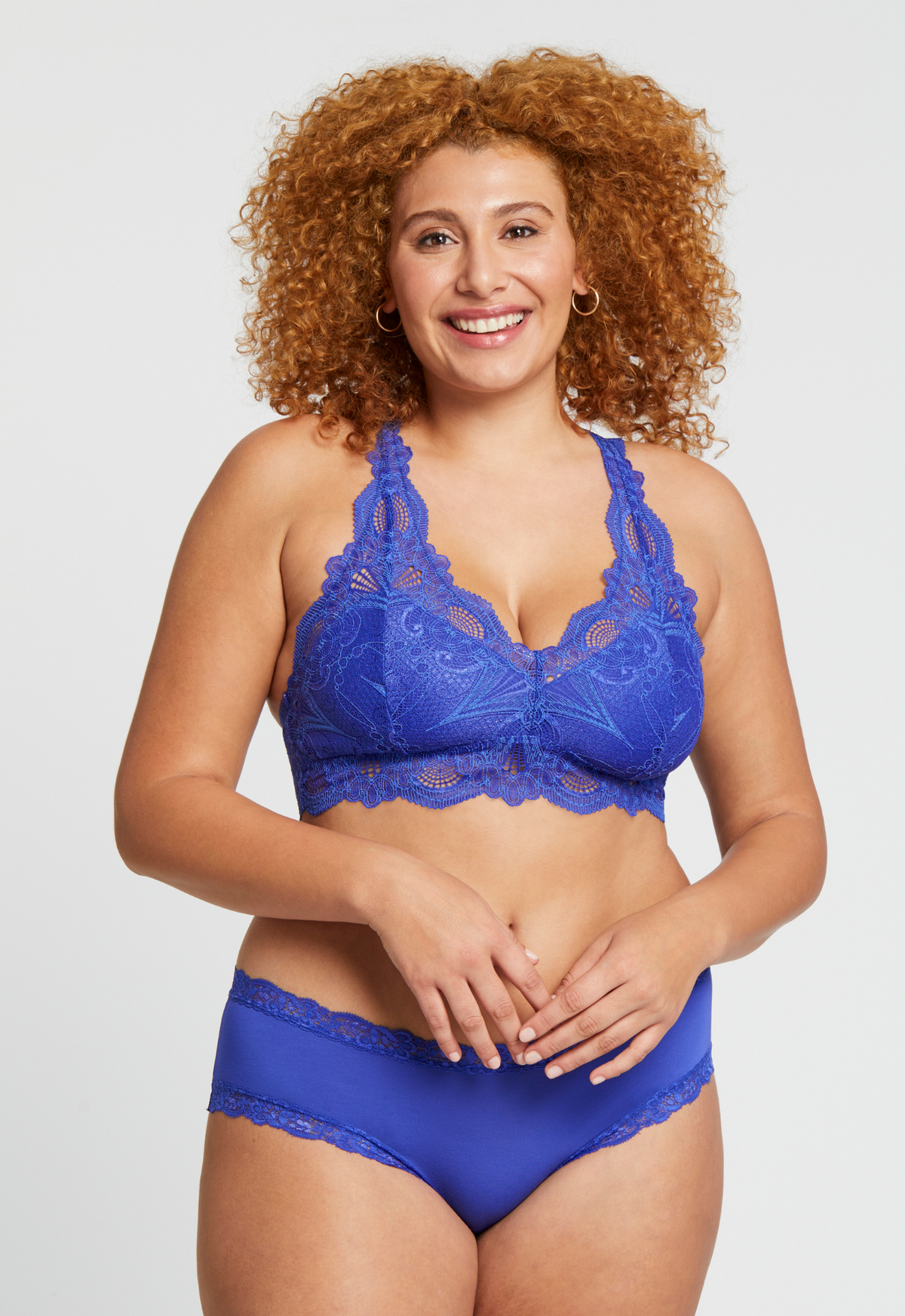 Fleur't Lace T-Back Bralette-Sapphire