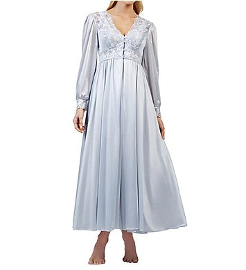 Shadowline Long Lace Bodice Button Down Robe