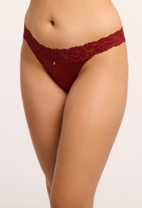 Montelle Microfiber and Lace Thong-Chili