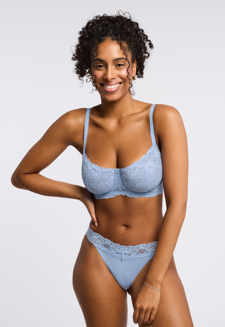 Montelle Microfiber and Lace Thong-Beach House