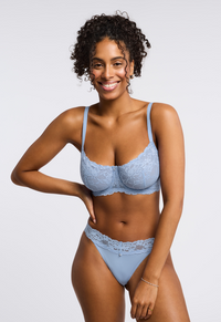 Montelle Microfiber and Lace Thong-Beach House