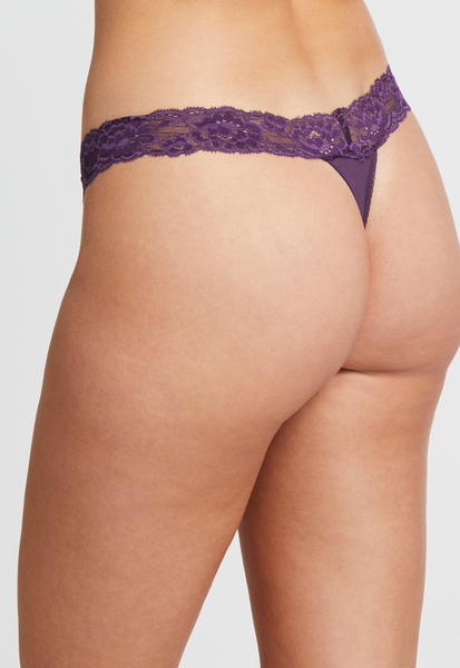 Montelle Microfiber and Lace Thong-Pinot