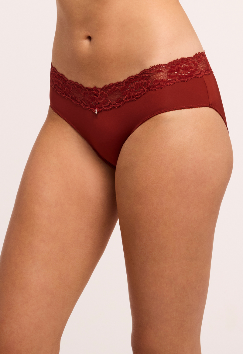 Montelle Microfiber and Lace Hipster-Chili