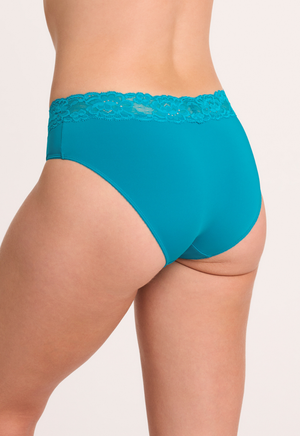 Montelle Microfiber and Lace Hipster-Turquoise