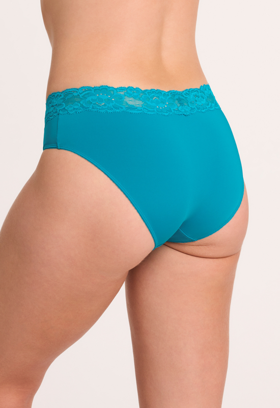 Montelle Microfiber and Lace Hipster-Turquoise