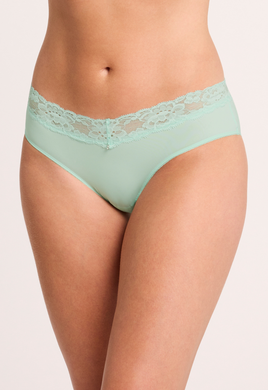 Montelle Microfiber and Lace Hipster-Seafoam