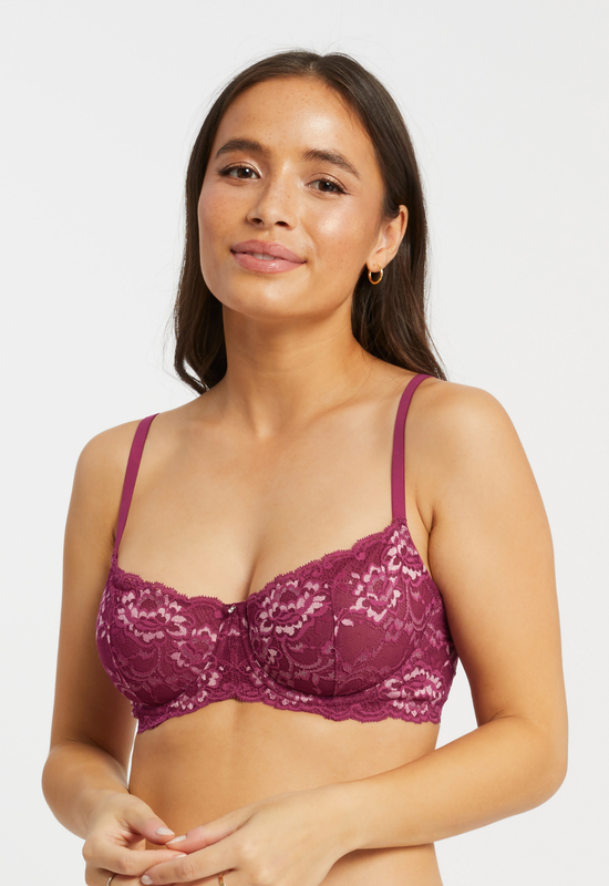 Montelle Flirt Lace Bra-Cranberry Rose