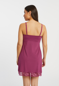Montelle Microfiber and Lace Chemise-Cranberry Rose