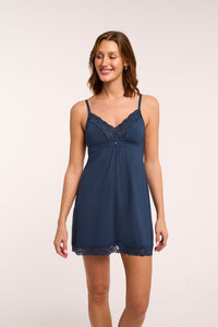 Montelle Microfiber and Lace Chemise-Cambridge Blue