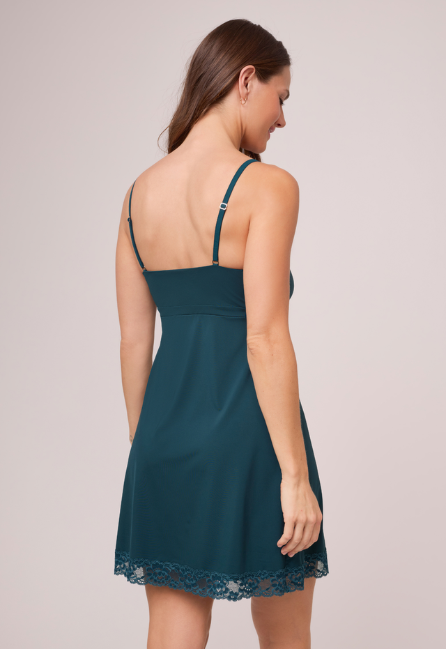 Montelle Microfiber and Lace Chemise-Deep Spruce