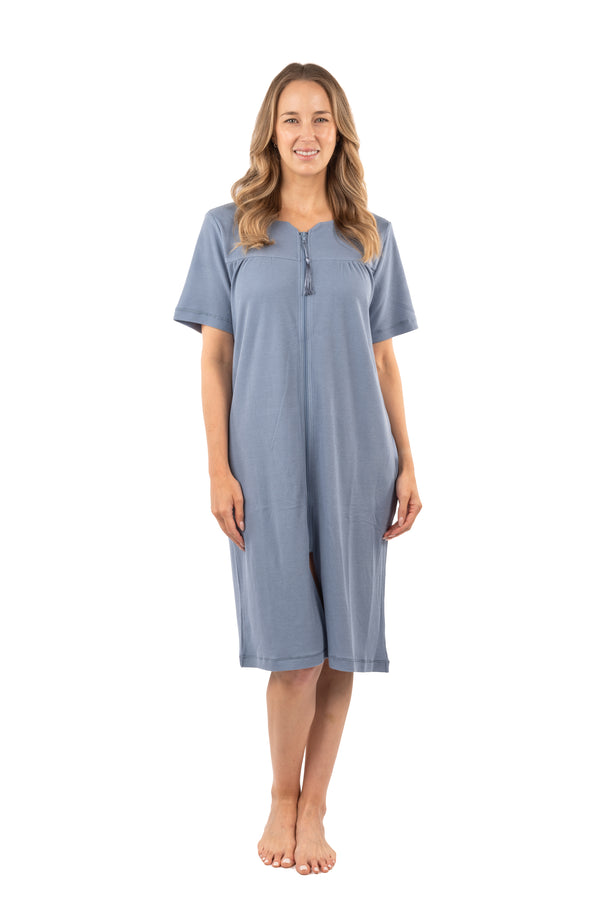 Patricia Waffle Short Sleeve Zip Robe