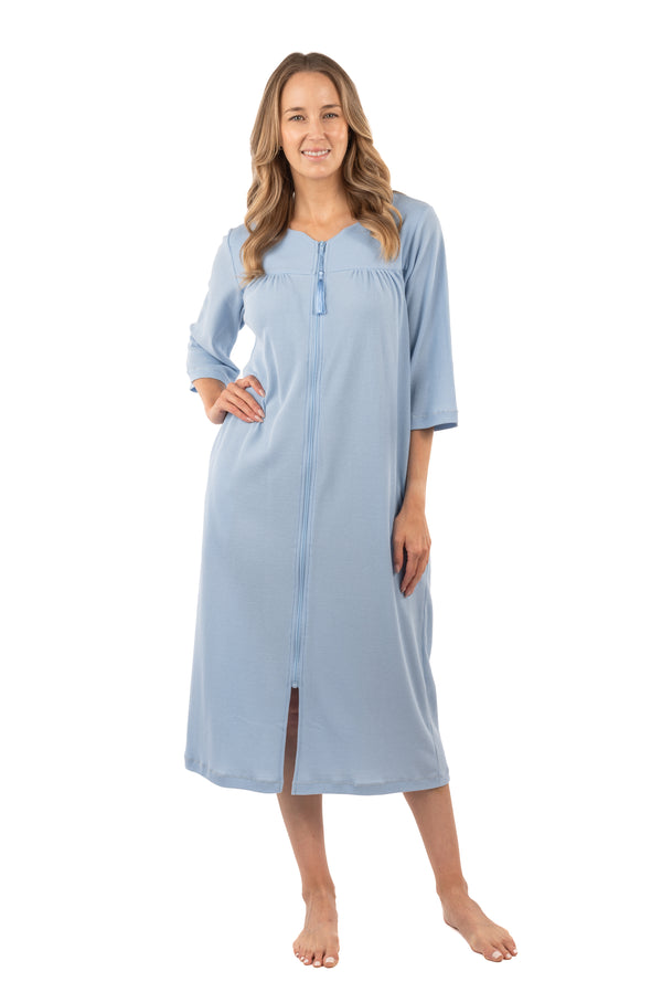 Patricia Waffle 3/4 Sleeve Zip Robe