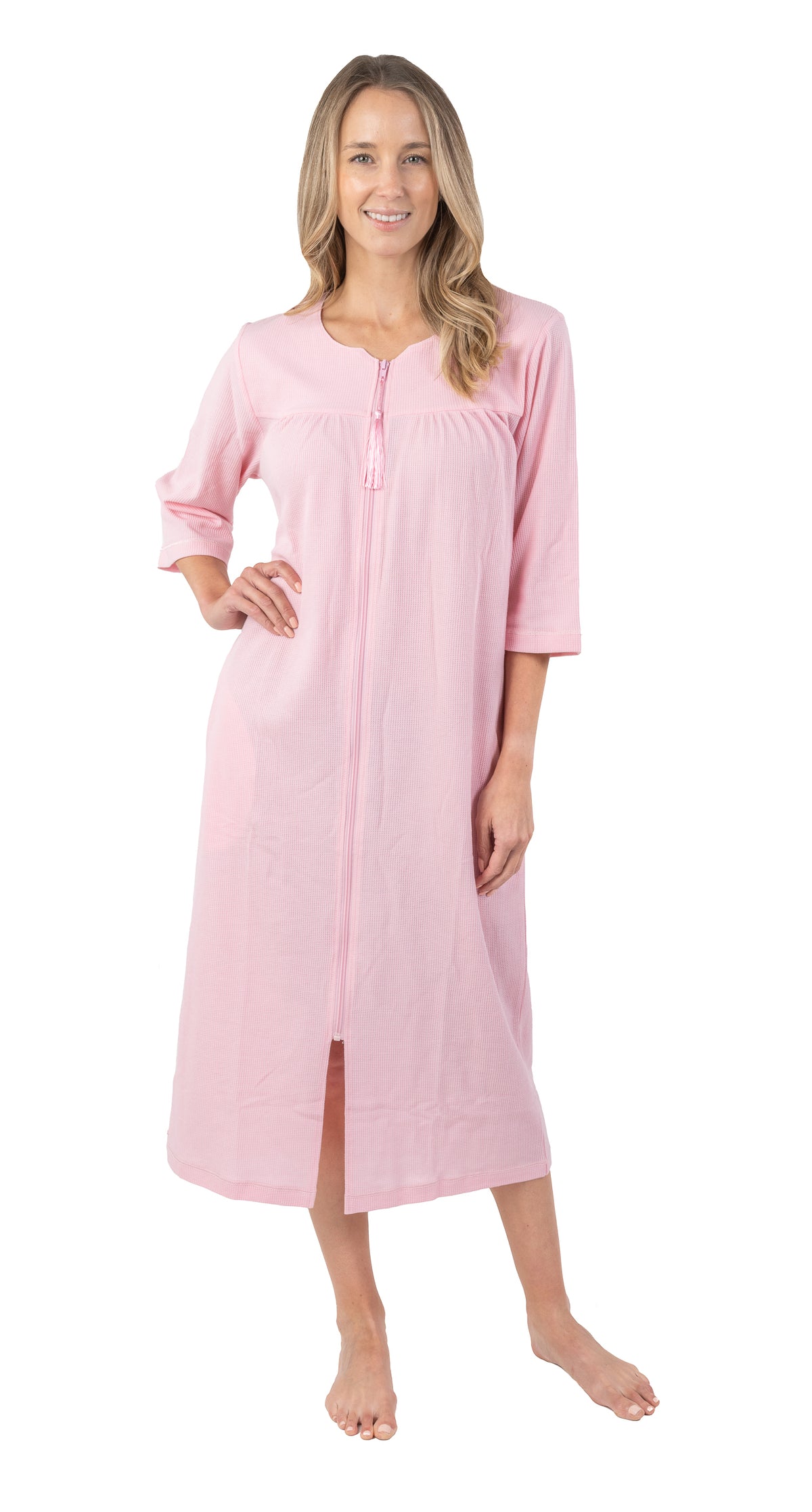 Patricia Waffle 3/4 Sleeve Zip Robe