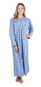 Patricia Blue Cat Print Flannel Nightgown