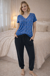 Cool Girl Midnight Majesty Short Sleeve Button Top