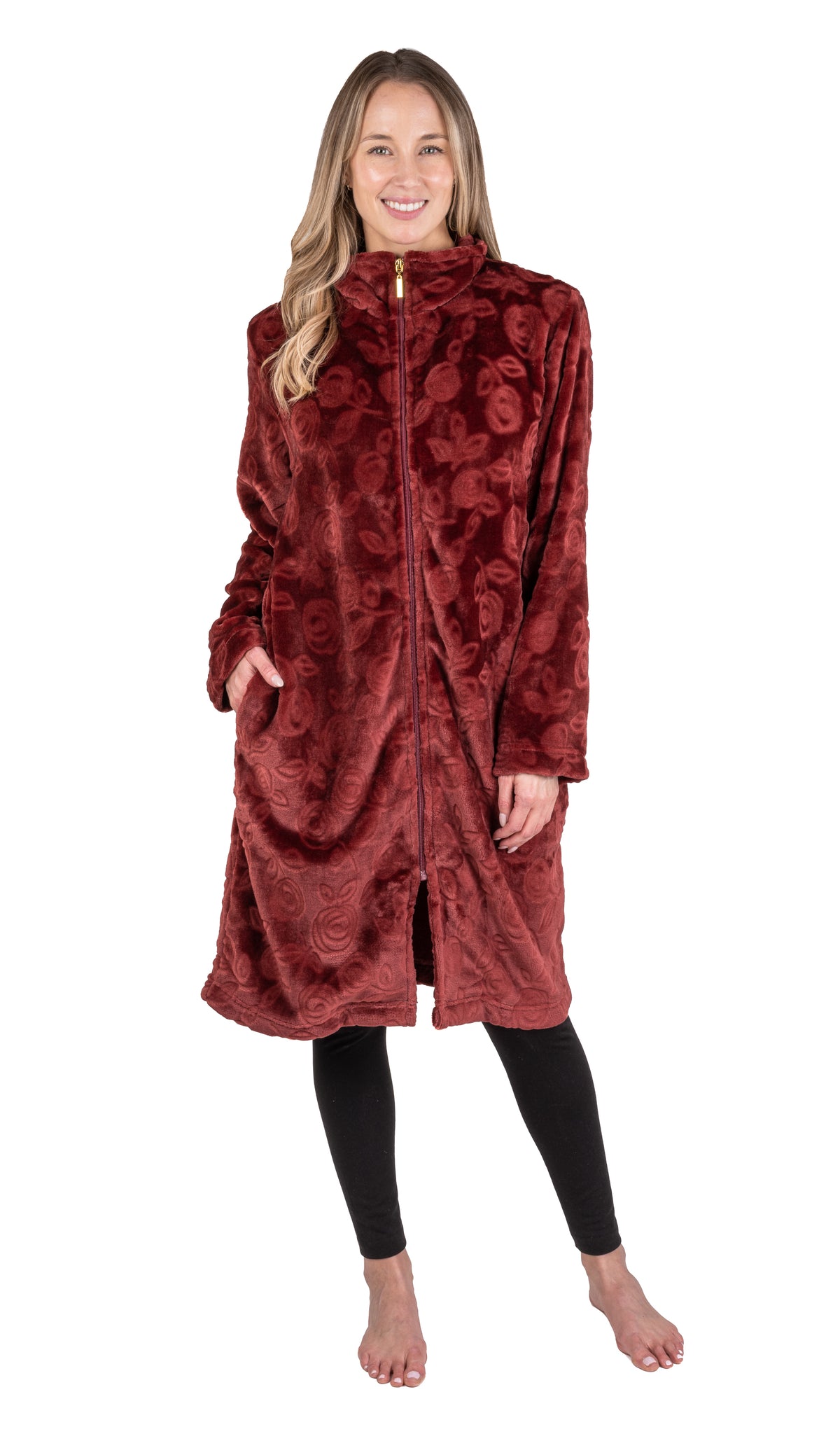 Patricia Plush Embossed Zip Robe 40"-Small Only