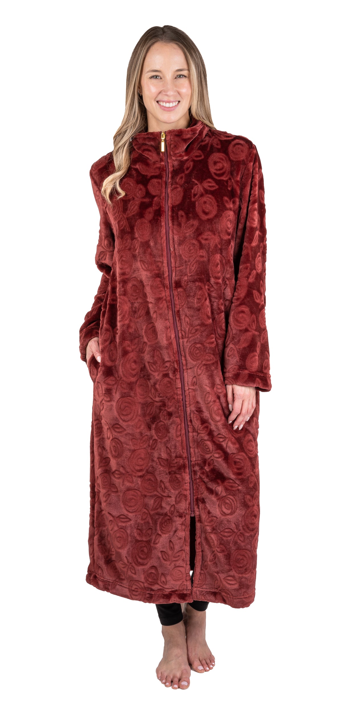 Patricia Plush Embossed Zip Robe 48"