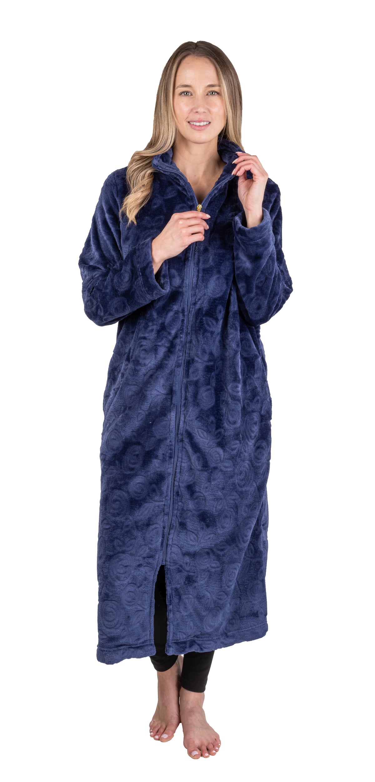 Patricia Plush Embossed Zip Robe 48"-XL only