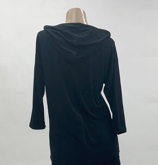 Cool Girl Midnight Majesty Black 3/4 Sleeve Hoodie Top