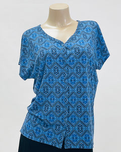 Cool Girl Midnight Majesty Short Sleeve Button Top