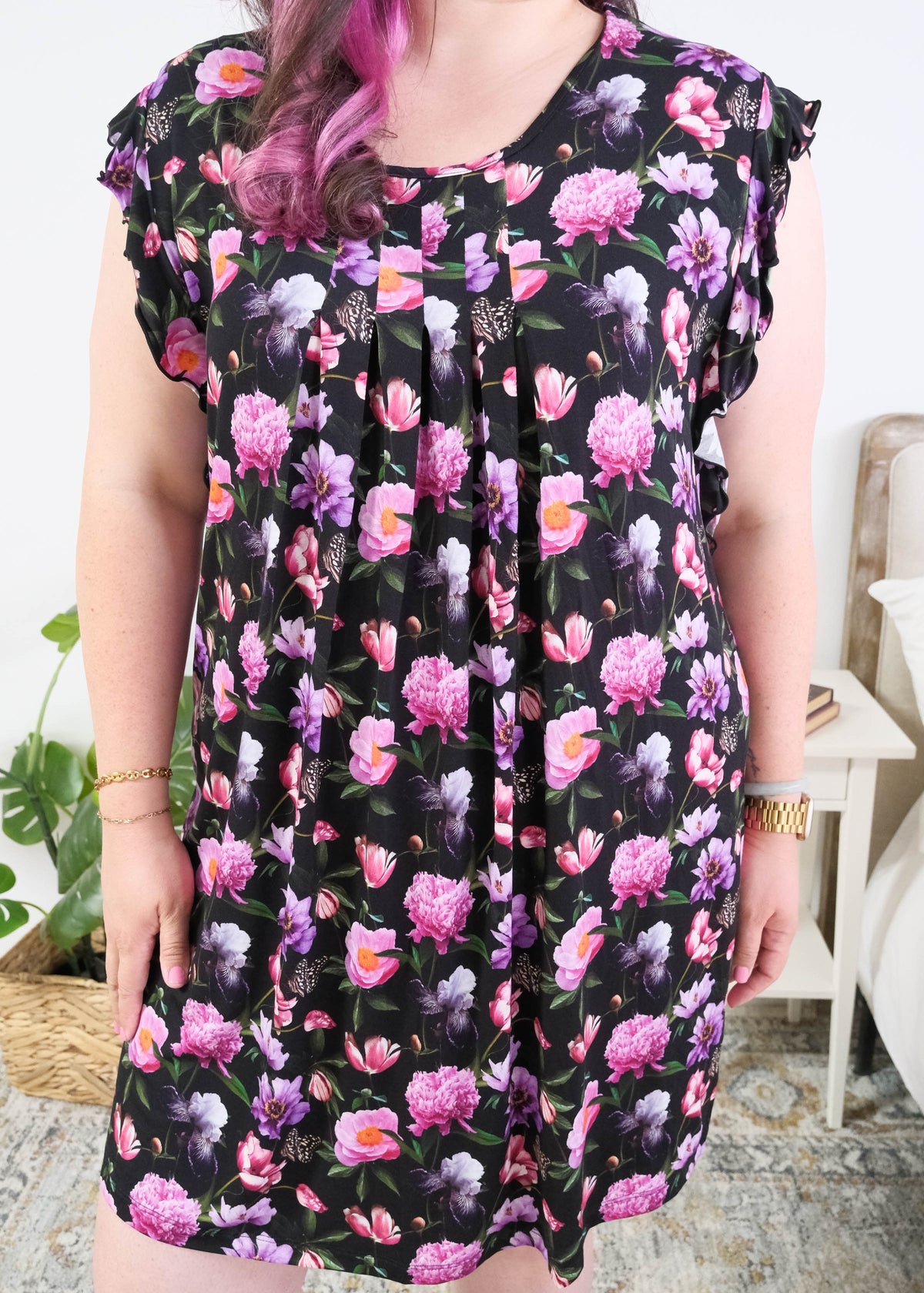 Georgia Rylan Flutter Sleeve Nightgown in Dreamy Blooms