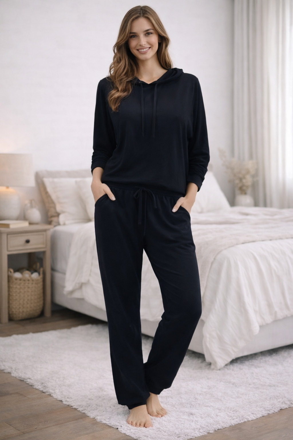 Cool Girl Midnight Majesty Black 3/4 Sleeve Hoodie Top