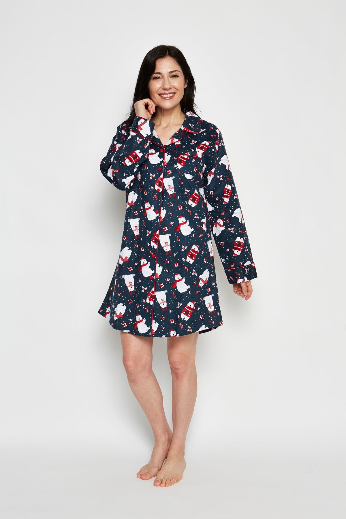 Kayanna Teddy Bear Flannel Nightshirt-1 large left