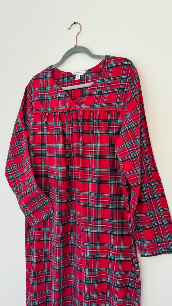 Kayanna Red Plaid Flannel Nightgown