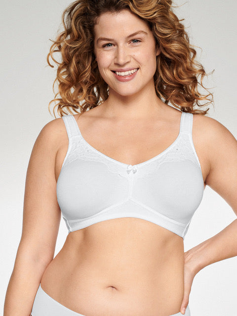Naturana Cotton Wirefree Bra With Lace Overlay.