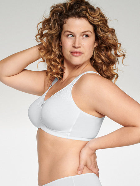 Naturana Cotton Wirefree Bra With Lace Overlay.