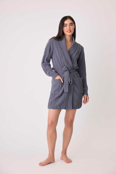 PJ Salvage Chenille Cozy Cable Shawl Collar Robe