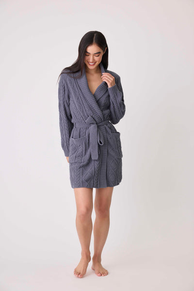 PJ Salvage Chenille Cozy Cable Shawl Collar Robe