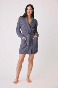 PJ Salvage Chenille Cozy Cable Shawl Collar Robe-large only