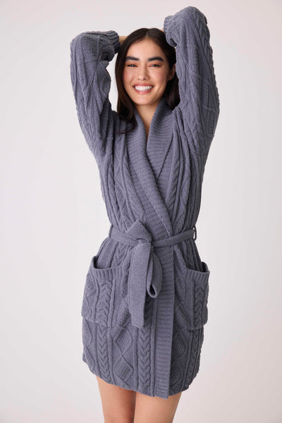 PJ Salvage Chenille Cozy Cable Shawl Collar Robe