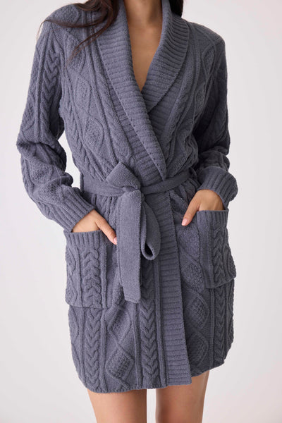 PJ Salvage Chenille Cozy Cable Shawl Collar Robe