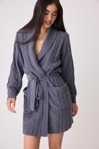 PJ Salvage Chenille Cozy Cable Shawl Collar Robe-large only