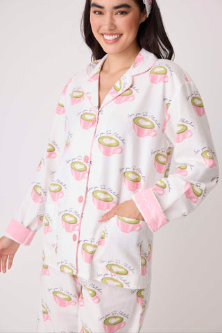 PJ Salvage Love U So Matcha Flannel PJ