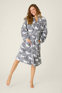 PJ Salvage Let's Get Cozy Horse Fleece Robe