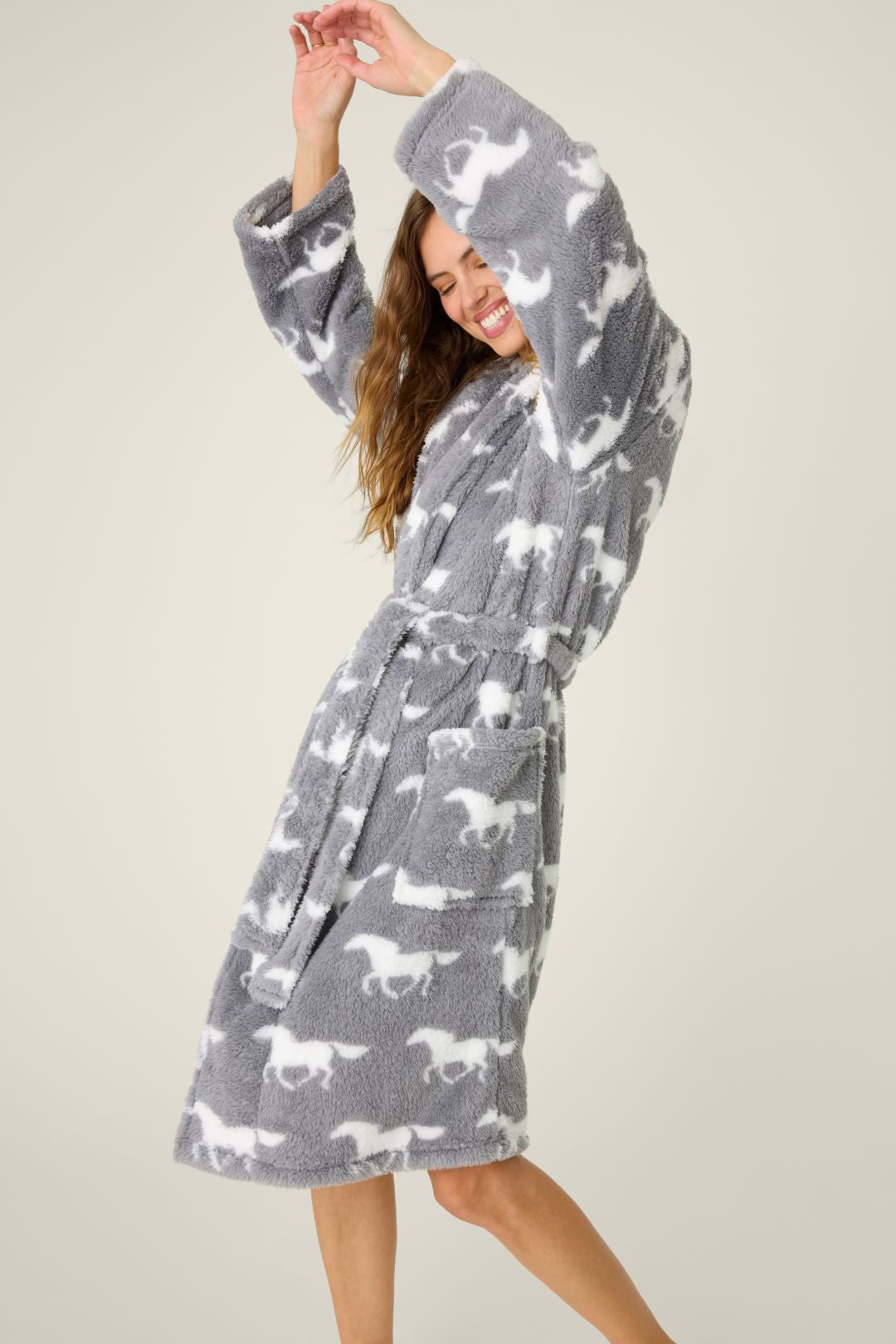 PJ Salvage Let's Get Cozy Horse Fleece Robe
