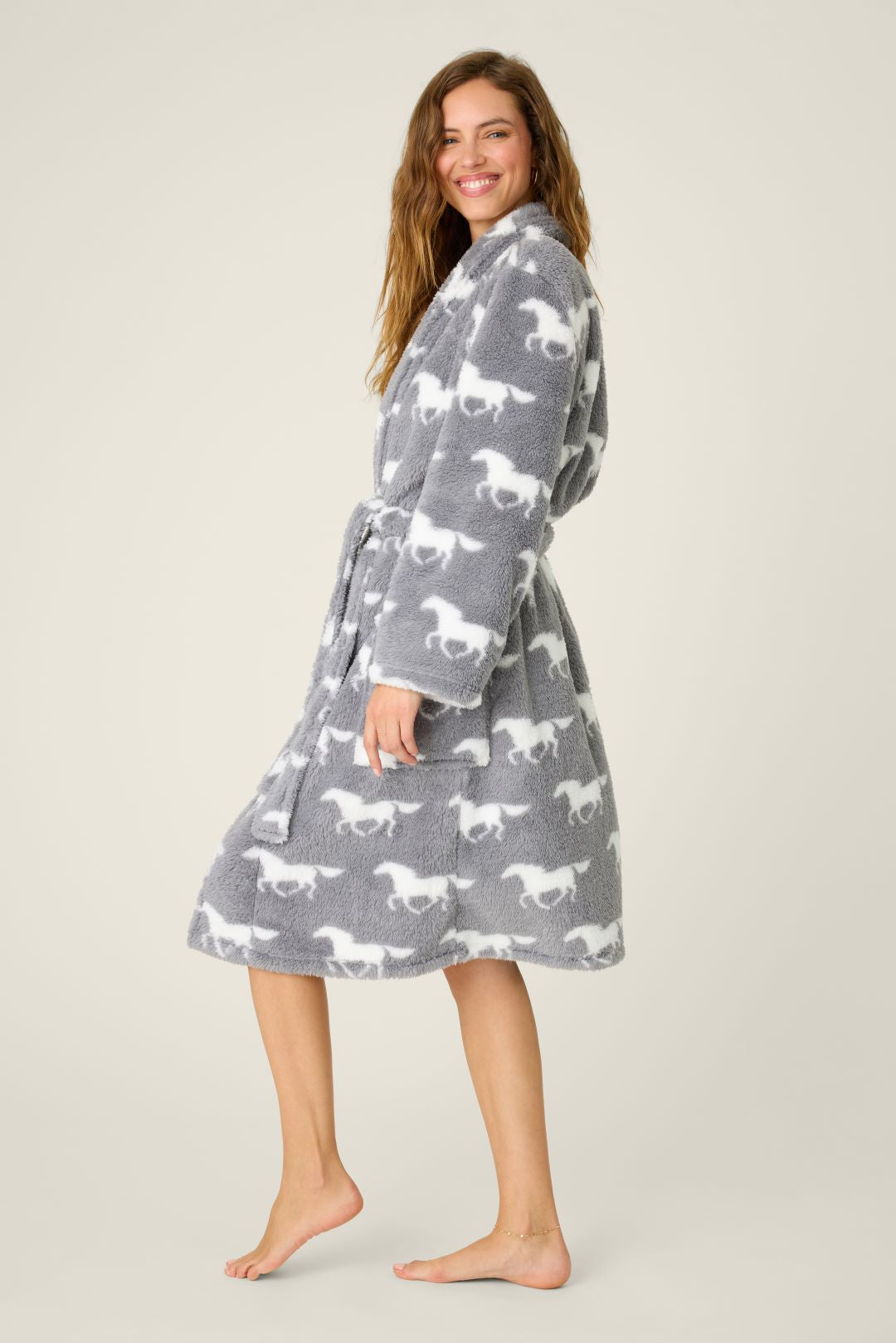 PJ Salvage Let's Get Cozy Horse Fleece Robe